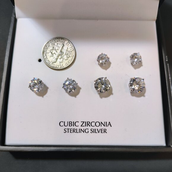 Giani Bernini Cubic Zirconia Stud Sterling Silver Earrings NWT - Picture 3 of 4